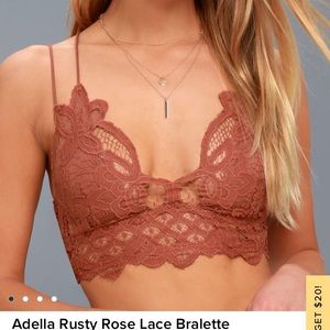 Free People Adella Rusty Rose Lace Bralette Medium